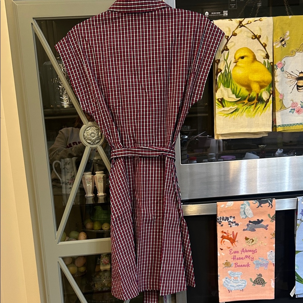 Draper James Navy, Red Plaid Cotton Shirt Dress Small Preppy Classic - Picture 5 of 6